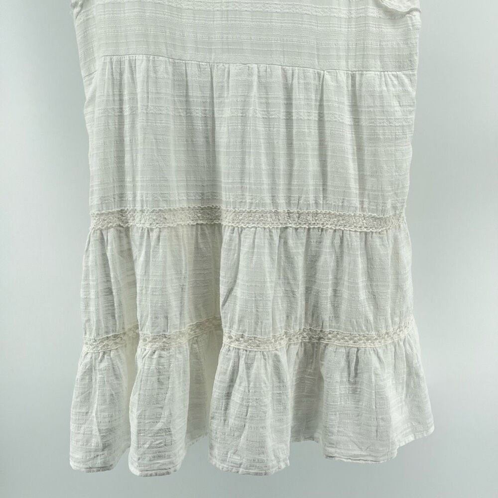 Knox Rose White Boho Lace Trim Tiered Short Dress Tassel Tie Size Large - Picture 11 of 14